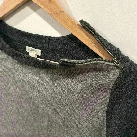 J. Crew Women’s Double Zip Merino Wool Blend Crewneck Sweater Black Gray Size S - Picture 6 of 9
